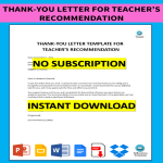 Thank You Letter To Teacher For Letter Of Recommendation gratis en premium templates