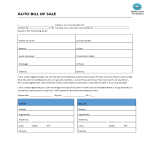 template topic preview image Sample bill of sale for automobile