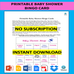 template topic preview image Printable Baby Shower Bingo Card