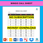 Bingo Call Sheet gratis en premium templates