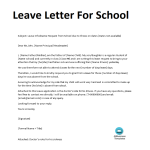 Leave letter for school gratis en premium templates