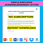 Simple Employee Acknowledgement Letter gratis en premium templates