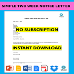 Simple Two Week Notice Letter gratis en premium templates