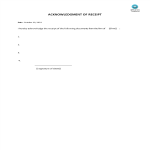 Receipt acknowledgment | Business templates, contracts and forms.