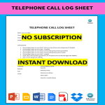 template topic preview image Telephone Call Log Sheet