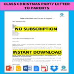 Class Christmas Party Letter to Parents gratis en premium templates