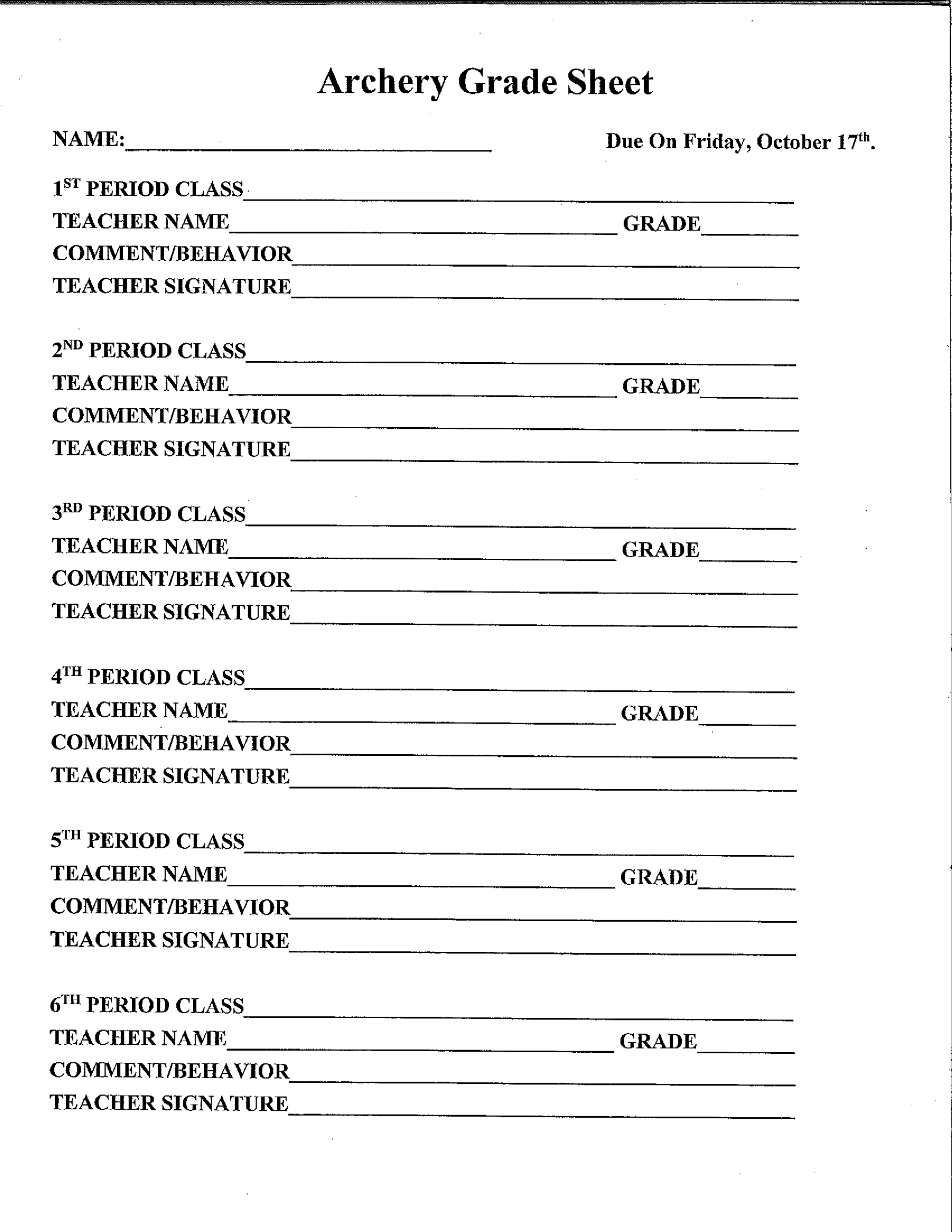 template topic preview image Archery Grade Sheet