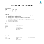Telephone Call Log Sheet gratis en premium templates