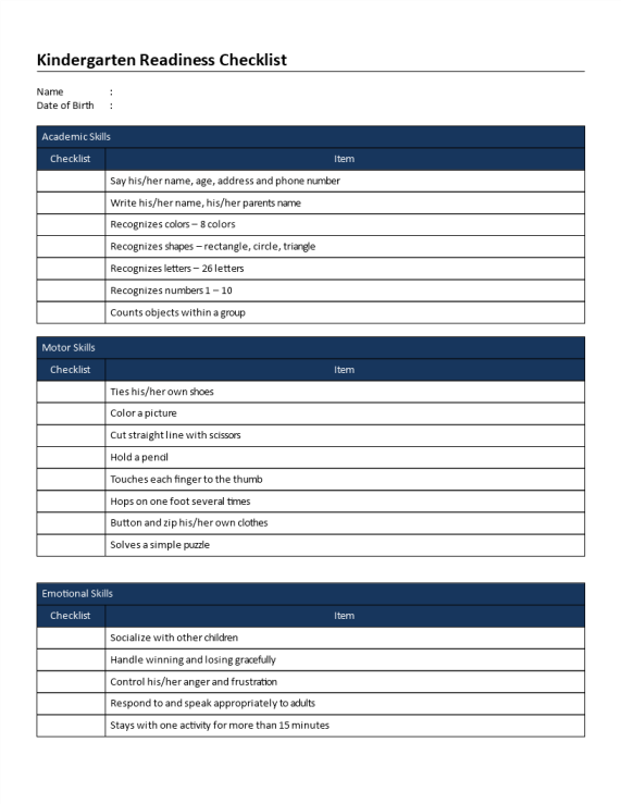 template topic preview image Kindergarten Readiness Checklist