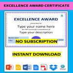 template topic preview image Excellence Award Certificate