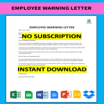 template preview imageEmployee Warning Letter due to unacceptable Conduct
