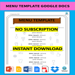 Menu Template Google Docs gratis en premium templates