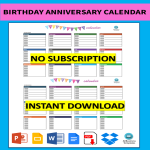 template topic preview image Birthday Anniversary Calendar