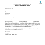 Verification Of Employment And Letter Of Recommendation gratis en premium templates