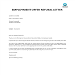 template topic preview image Employment Offer Refusal Letter Sample