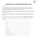 Certificate Of Records Destruction gratis en premium templates
