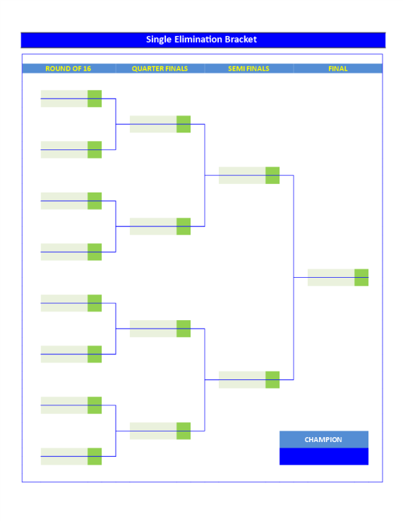 Tournament Bracket Single Elimination 4 rounds gratis en premium templates