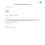 Certificate of Corporate Vote gratis en premium templates