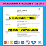 Data Entry Specialist Resume gratis en premium templates