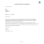 Letter Notice Of Litigation gratis en premium templates