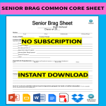 template topic preview image Senior Brag Common Core Sheet