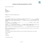 Senior Teacher Resignation Letter gratis en premium templates