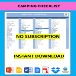 template topic preview image Camping Checklist Excel