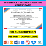 In Service Teacher Training Certificate gratis en premium templates