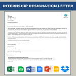 Editable Internship Resignation Letter gratis en premium templates