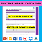 template topic preview image Printable Job Application Form