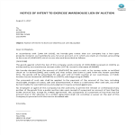 Notice Of Intent To Exercise Warehouse Lien By Auction gratis en premium templates