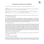 Equipment Maintenance Agreement gratis en premium templates