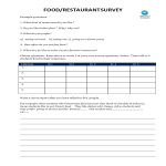 Sample Restaurant Survey Questionnaire gratis en premium templates