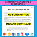 Certificate Of Records Destruction gratis en premium templates