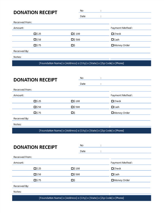 Donation Receipt for Cash Donation gratis en premium templates
