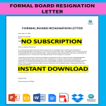 Formal Board Resignation Letter gratis en premium templates