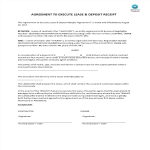 Agreement to execute lease and deposit receipt gratis en premium templates