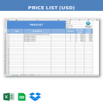 Google docs price list Business templates contracts and forms
