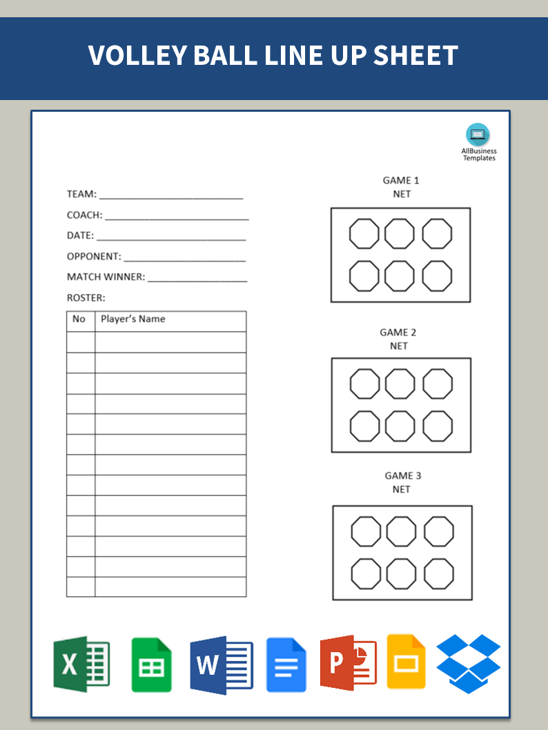 Volleyball Lineup sheet 模板