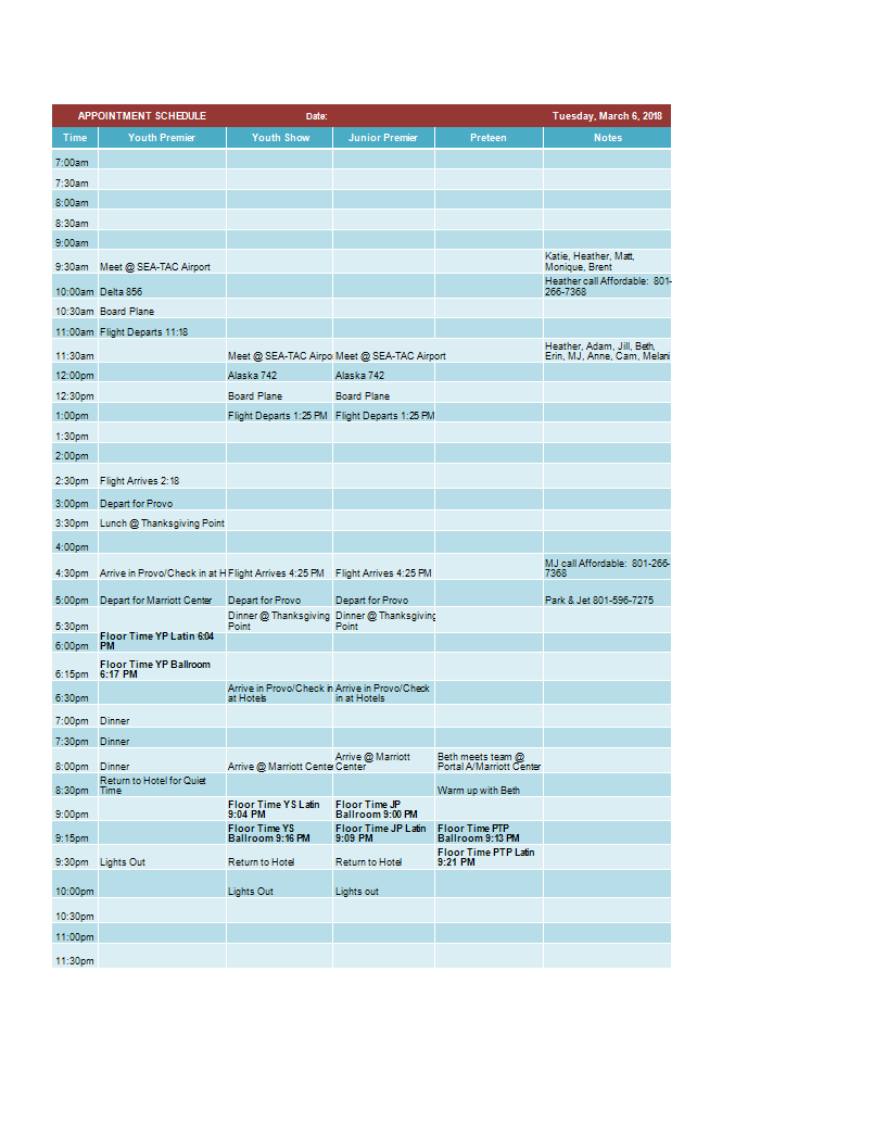  Appointment Schedule Template In Excel Allbusinesstemplates