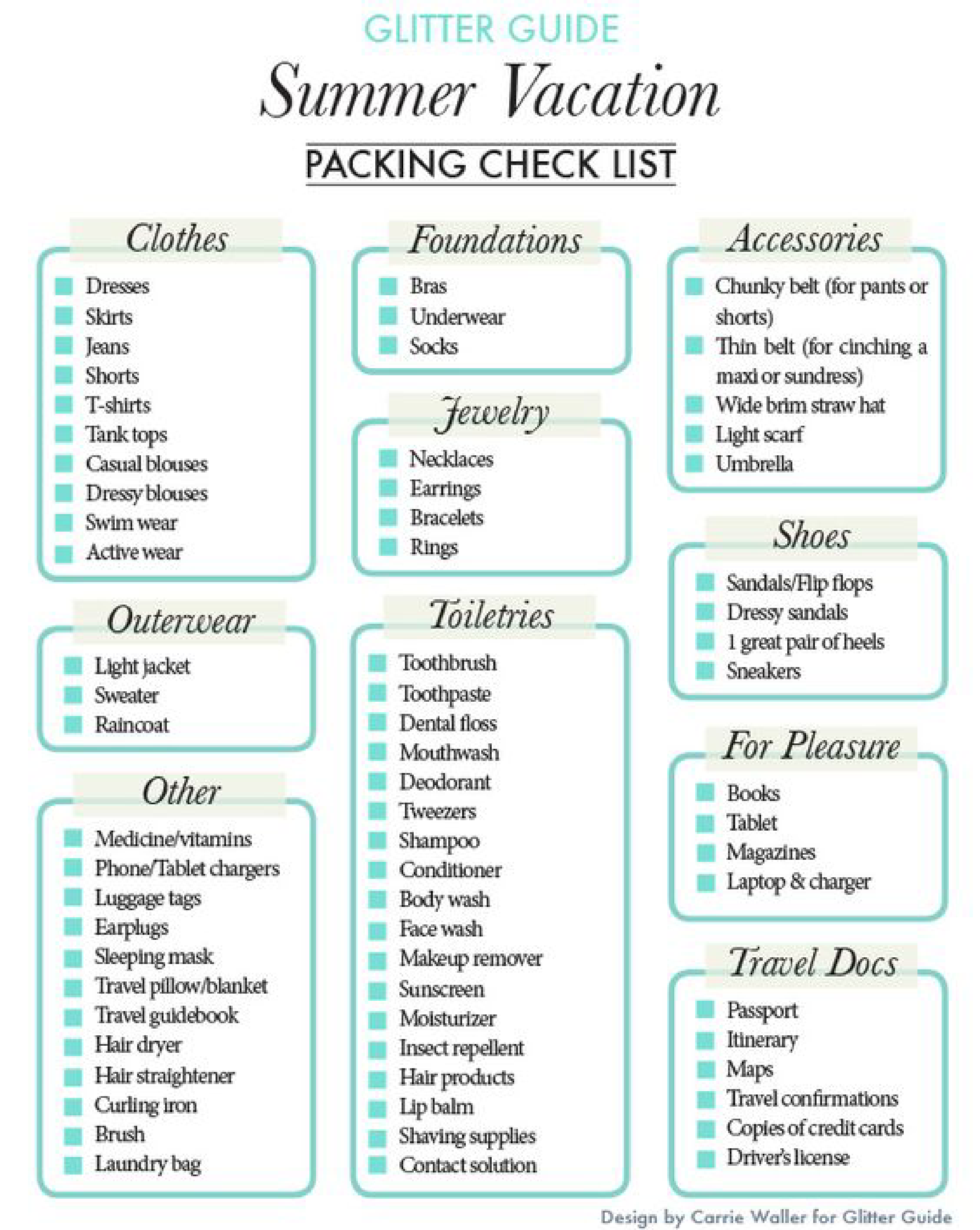 Summer Vacation Pack List Templates At Allbusinesstemplates