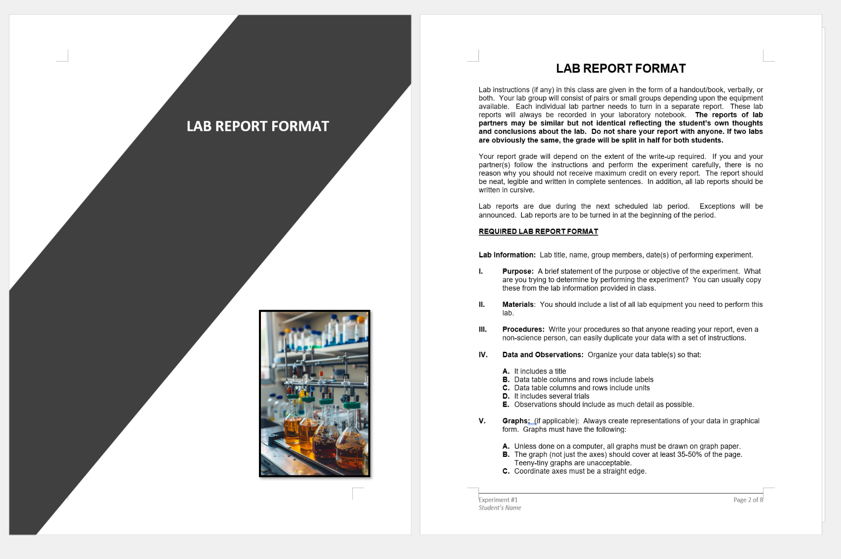 physics lab report format template