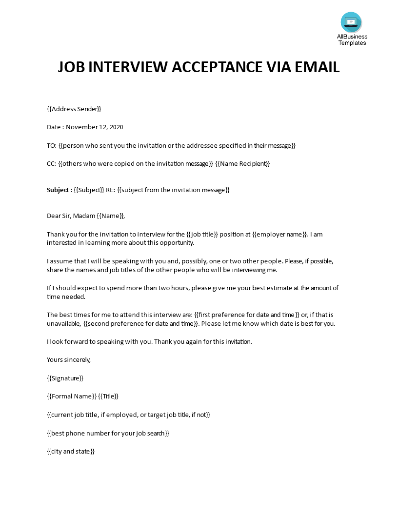 Libreng Acknowledgement Letter For Job Interview Invitation