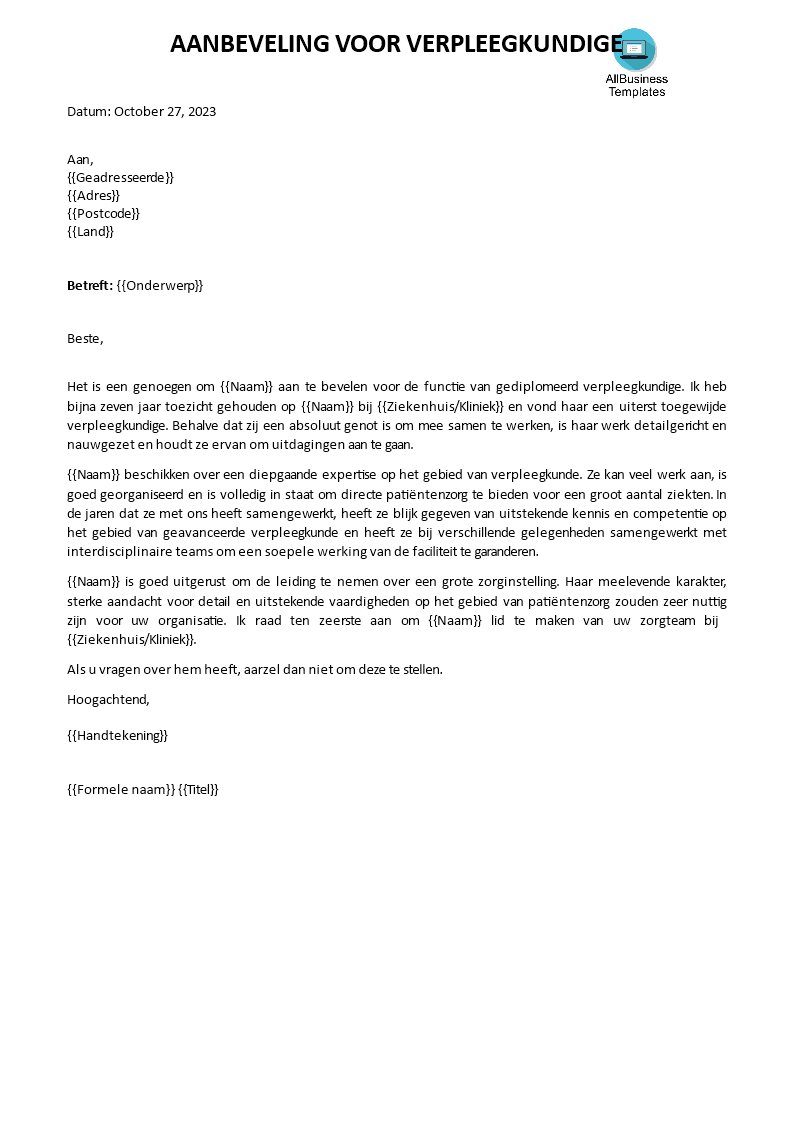 Recommendation Letter For Nursing Job | Templates at ...