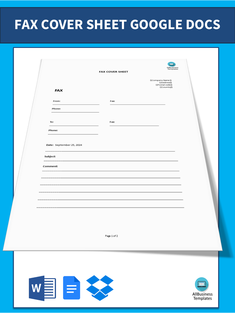 fax cover sheet google docs plantilla imagen principal