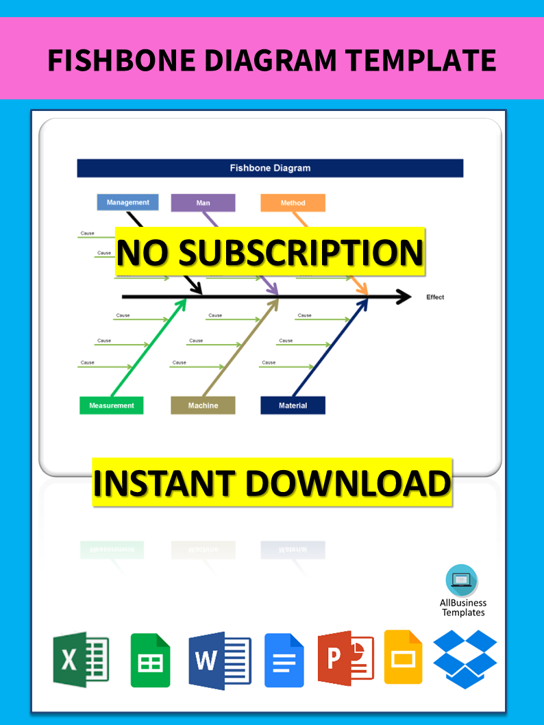 fishbone diagram template sheet in excel voorbeeld afbeelding 