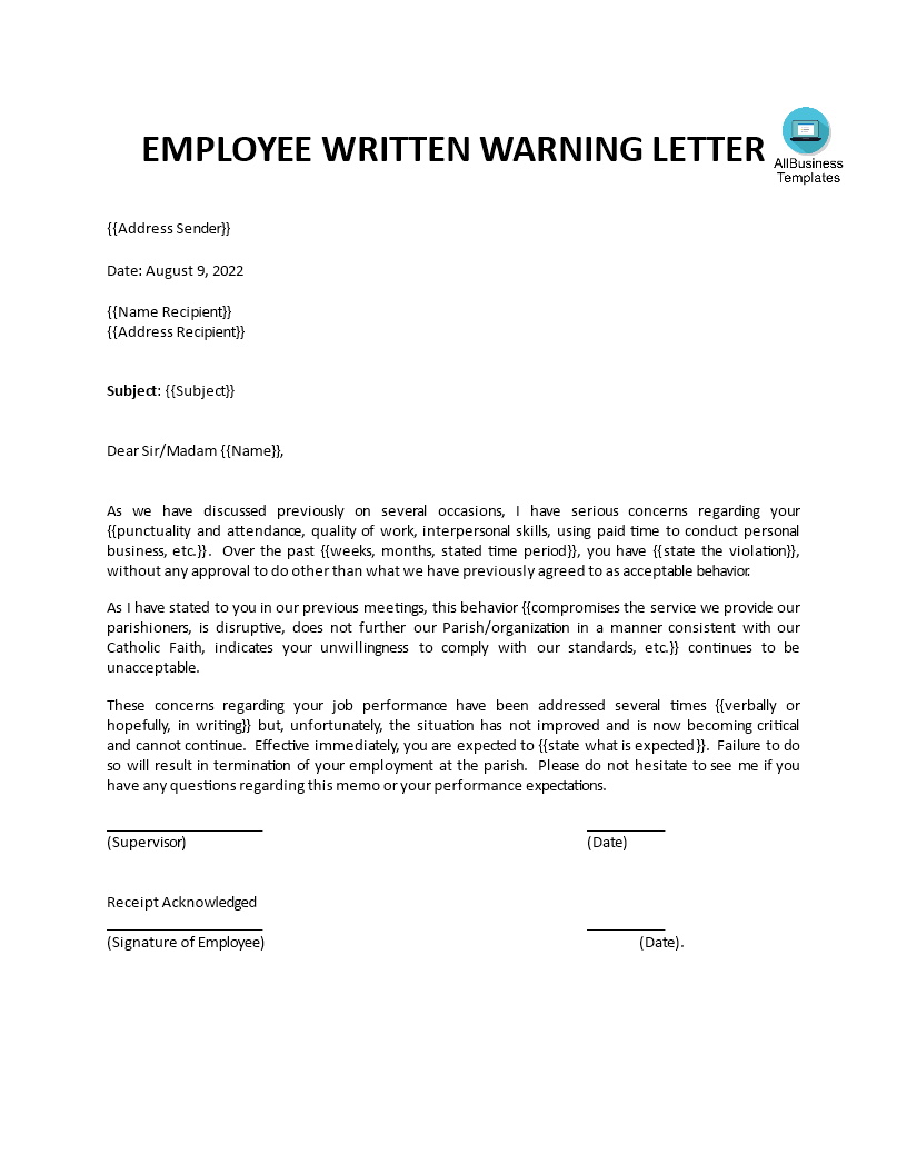 gratis-employee-written-warning-letter-template