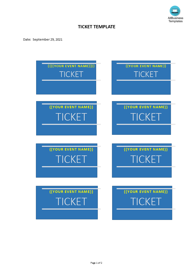 ticket template template