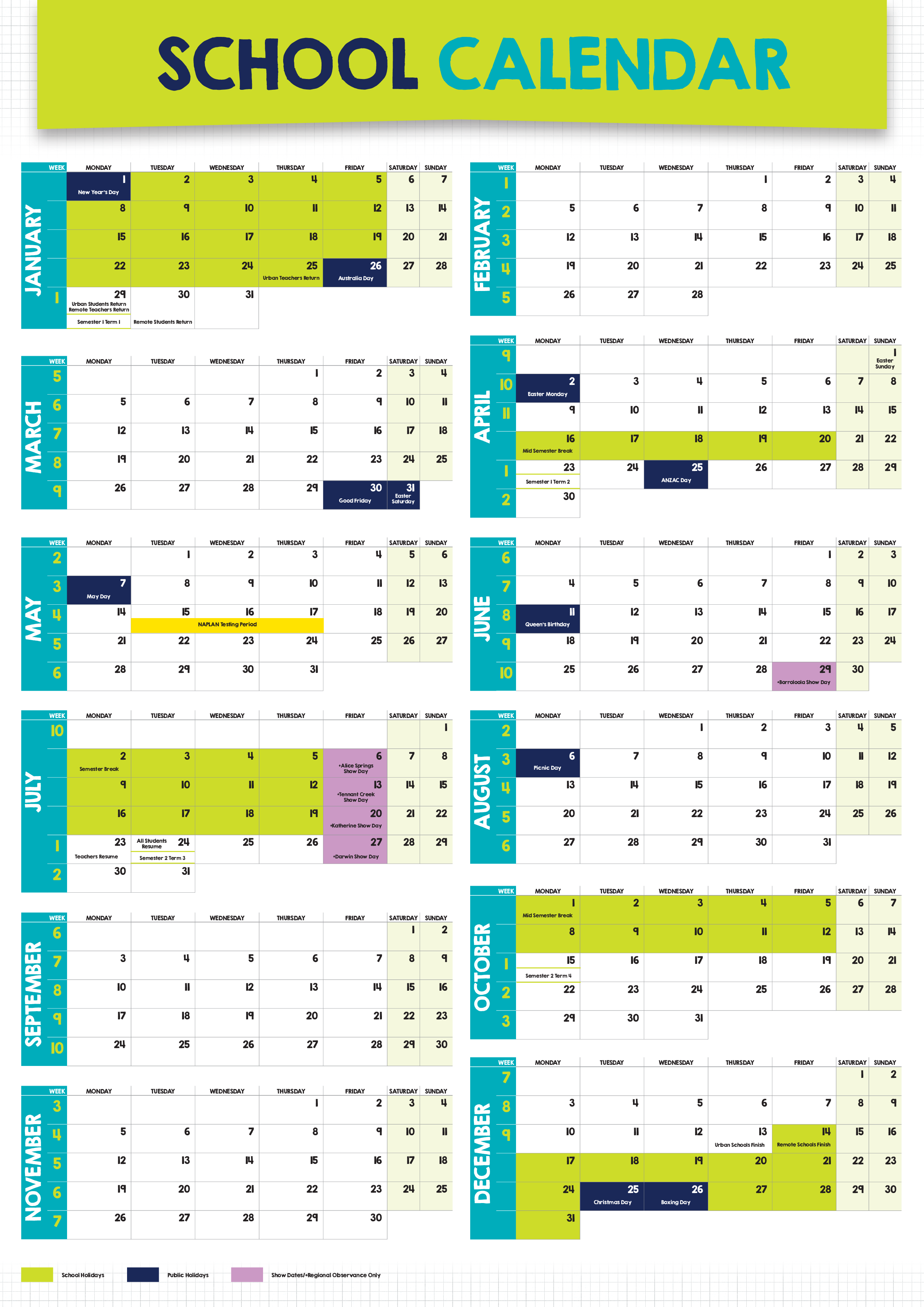 T l charger Gratuit 2023 School Calendar