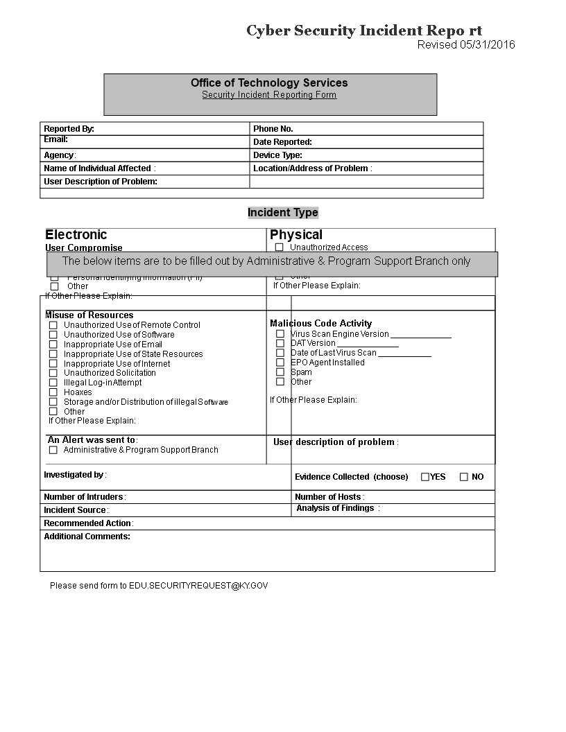 Cyber Security Incident Report Template Templates At 